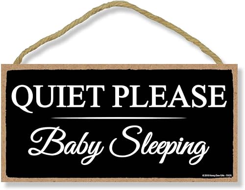 Honey Dew Gifts, Letreros para puerta, Quiet Please Baby Sleeping, 5 x 10 pulgadas colgantes, arte de pared, letrero decorativo de madera para