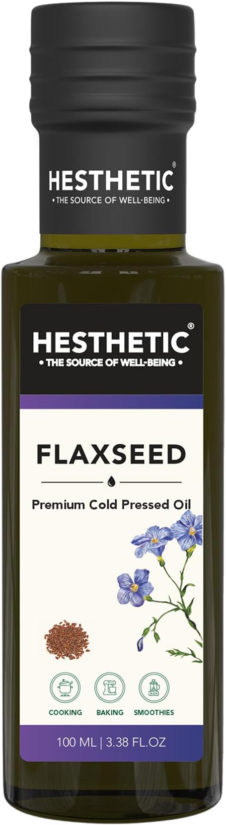 Cold Pressed Flaxseed (Alsi) Oil 100ml | Pure Alsi Ka Tel | Unrefined Culinary Oil, Plant-Based Omega-3 | Glass Bottle | Salad-Drizzle & Smoothie Use
