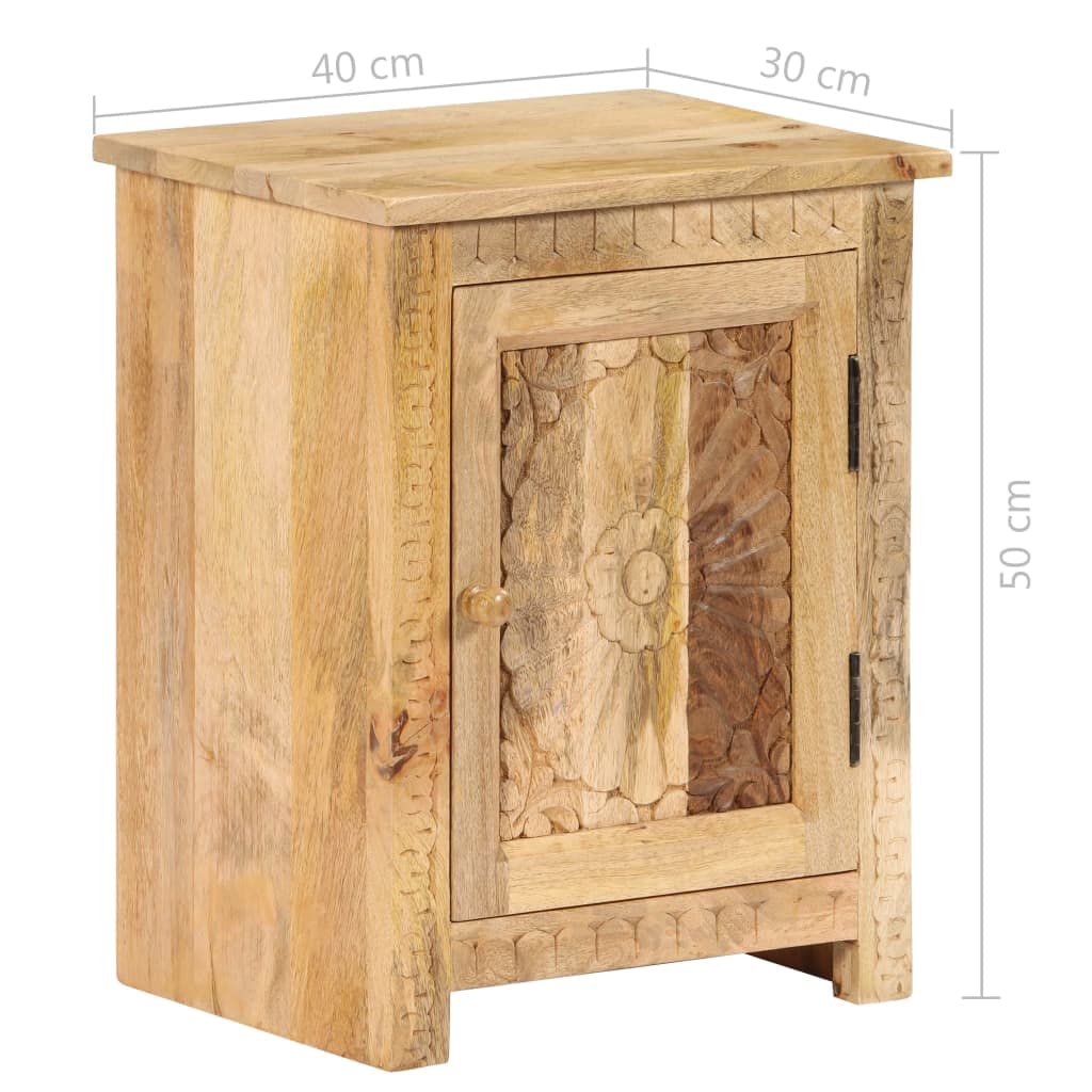 vidaXL Table de Nuit Bois Manguier Massif Chambre à Coucher Table de Chevet