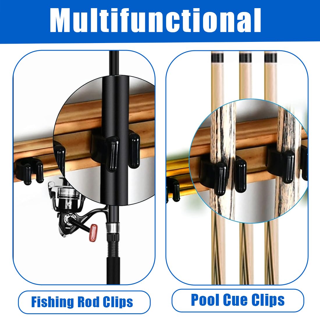 NHQ 10 Piezas Soporte para Tacos de Billar Snooker,Estante para Tacos de Billar Sticks,Taco de Billar de Plástico Clip,para Estantes de Taco de Billar Estantes de Almacenaje de Caña de Pesca