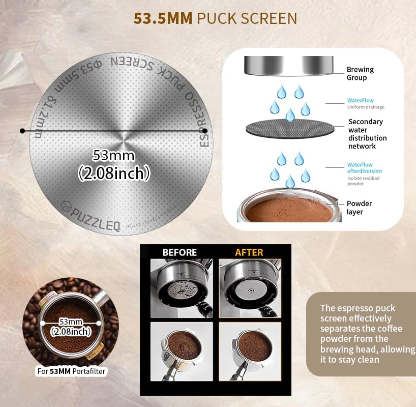 54mm Espresso Accessories Kit, Spring Loaded Calibrated Tamper,mat，WDT Tool，Dosing Funnel，Puck Screen kit，Basket Removal Tool ，Cleaning ClothSet,Fits 54mm Breville Espresso Coffee Machines (54MM)