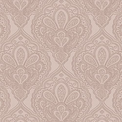 Galerie DWP0247-04 Emporium Mehndi Damask Wallpaper, Pink/Rose Gold, 10m x 53cm