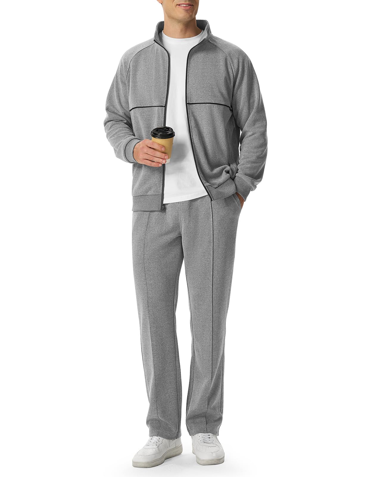 TBMPOY Men's Sweatsuits 2 Piece Sets Sweat Jogging Workout Suits Tracksuits | Track Suits with 6 Pockets, Lightweight Athletic Casual Warmup Suits, Sport Jumpsuits, Jackets and Pants Warmup Gym Running