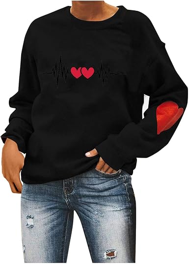 Amazon.com: Sudadera casual para mujer con estampado de electrocardiograma  de tamaño grande, con estampado de corazón, ajuste holgado, blusa : Ropa,  Zapatos y Joyería