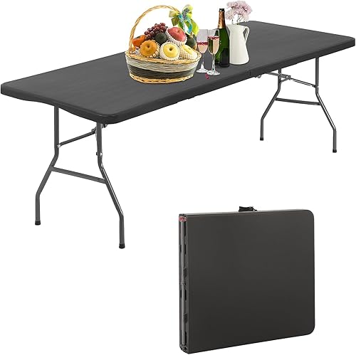 MGHH Mesa plegable de 6 pies, mesa de plástico, mesa de campamento, mesa de picnic portátil plegable con asa de transporte para cocina, fiesta,