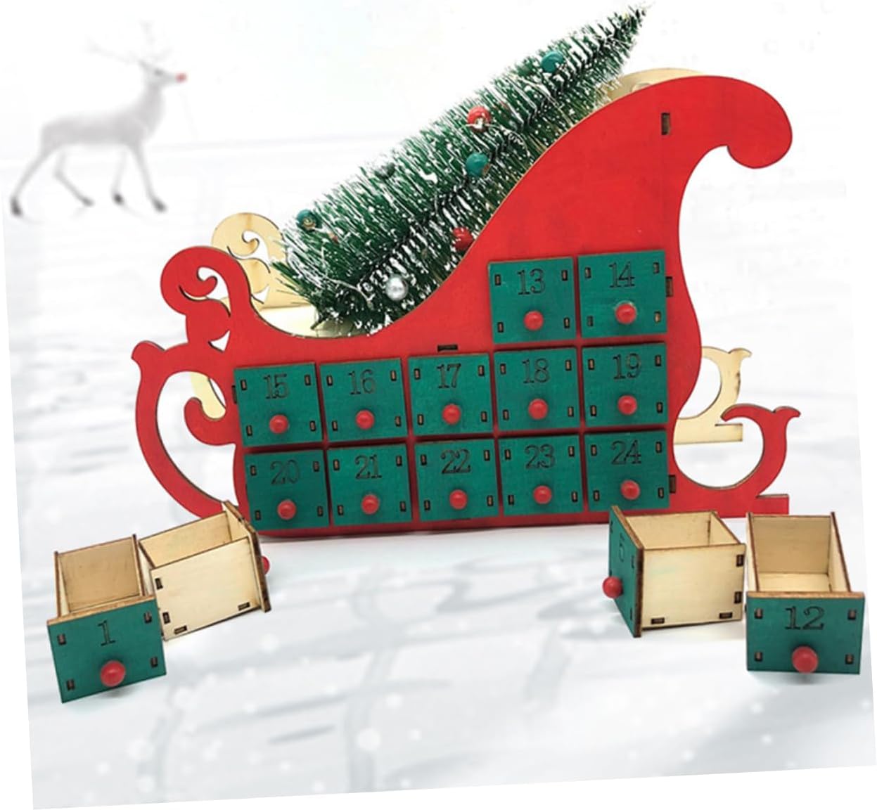 TIDTALEO Countdown Calendar for Christmas Decor Elegant Day Advent Calendar Wooden Design for Home Office and Holiday Gifting Xmas Ornament for Festive Cheer