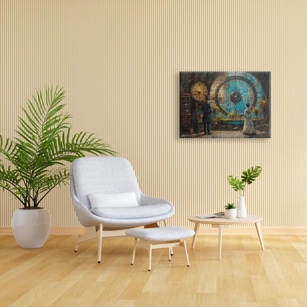 Elivita Steampunk Mystery Design 4 Wall Decor Horizontal Canvas Art Print Home Decor Pictures Poster for Bedroom Living Room Bathroom Office With Framed Ready to Hang