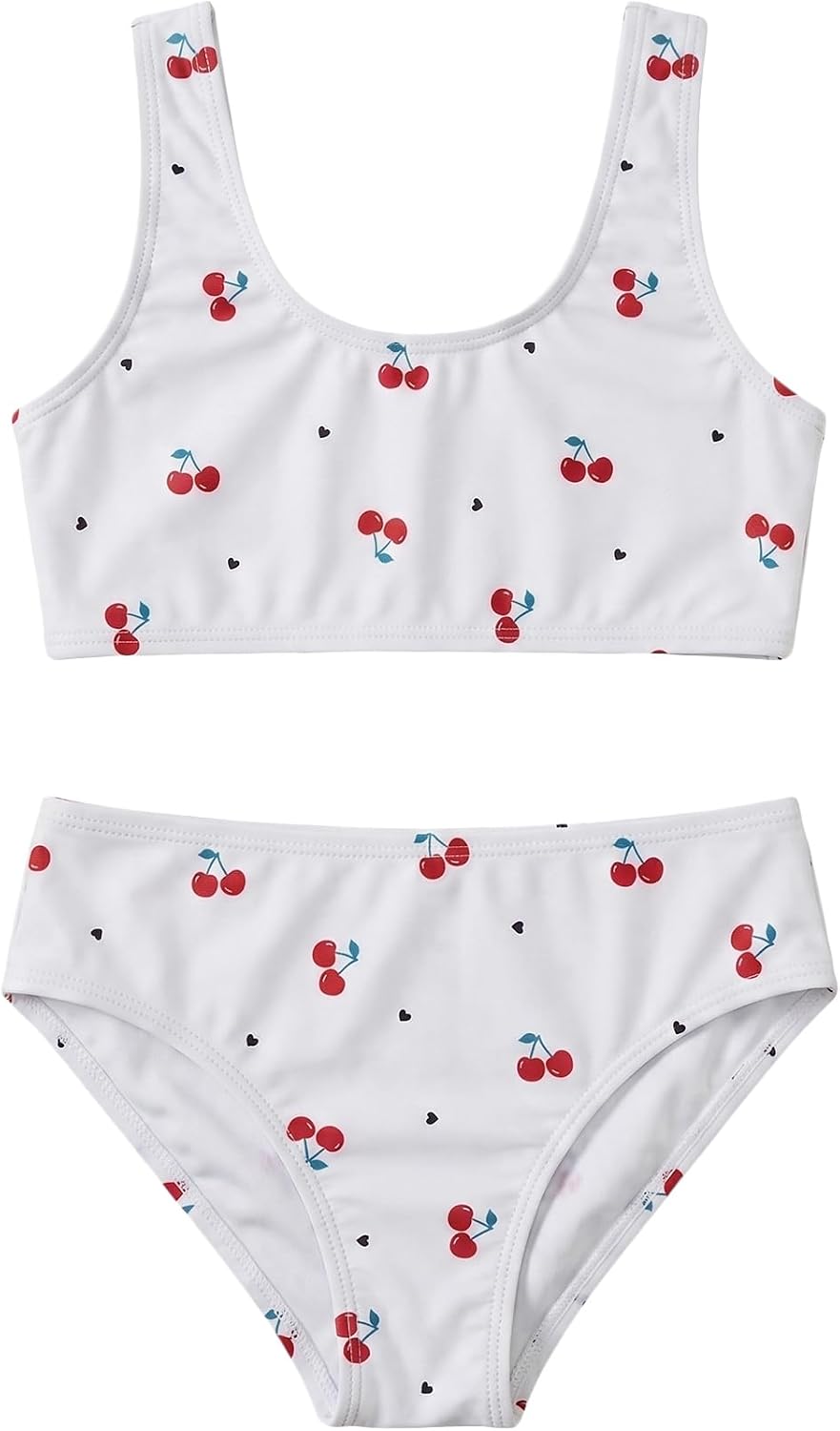 Girls 2 Piece Bikini Sets Leopard Floral Swimsuit High Waisted Sheer Bathing Suits