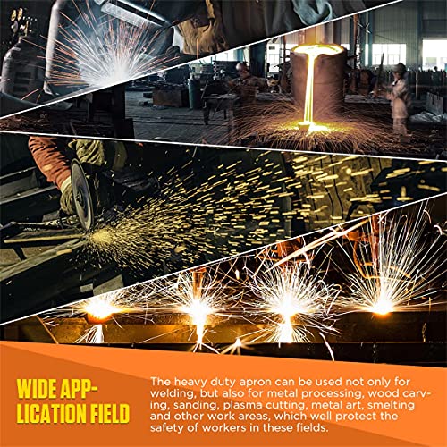 Leather Welding Apron for Men 39.37\"25.59\" Heat & Flame-Resistant, Breathable Back, Pure Cowhide Heavy Duty, Wear Resistant, Unisex Work Apron - Thumbnail 3