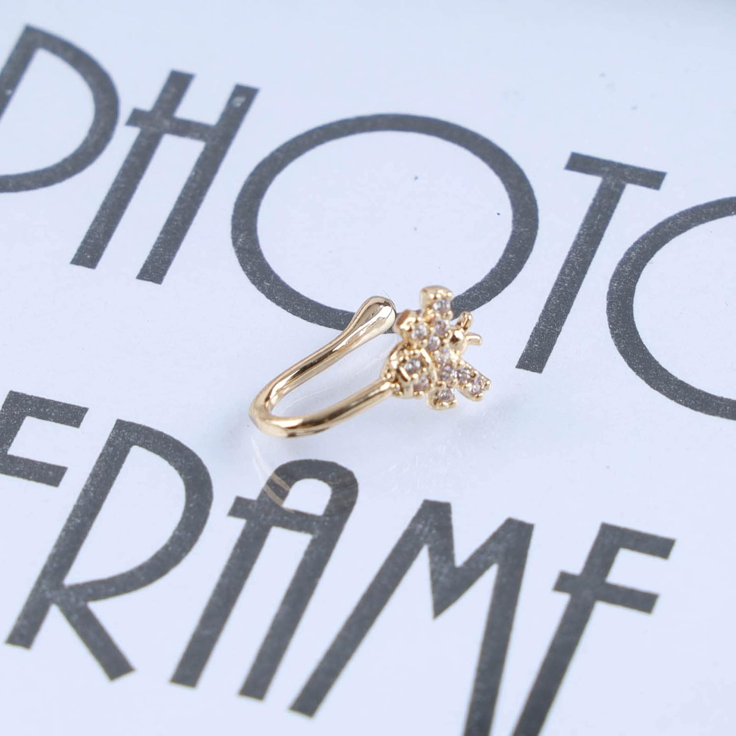 Boho Cz Bee Nose Ring Gold Crystal Bee Nose Cuff Crystal Septum Nose Rings U Shaped Clip On Nose Stud Rhinestone Hoop Nose Piercing Jewelry for Women - Image 3