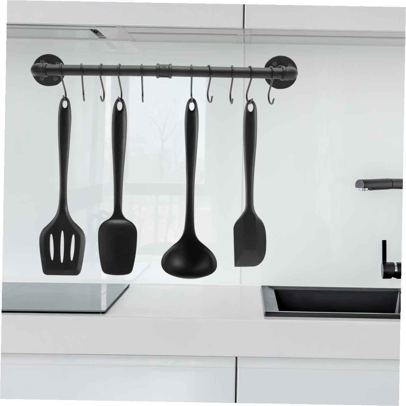 Mobestech 1set Industrial Wall-mounted Pot and Pan Rack with Hooks Sturdy Kitchen Hanging Organizer for Cookware Versatile Storage for Pots and Pans and Wear Resistant