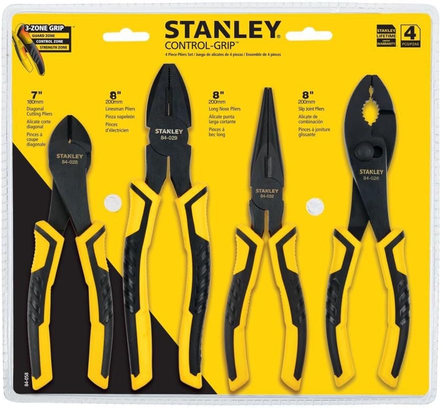 Stanley 4 Piece Bi-Material Plier Set