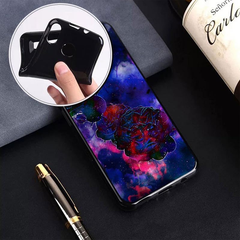 Phone Case for Doogee DK10 (6.67"), with [1 X Tempered Glass Screen Protector], Ultra-Thin Soft Silicone Skin, Black Shockproof Bumper Cover for Doogee DK10 - Rose Cloud