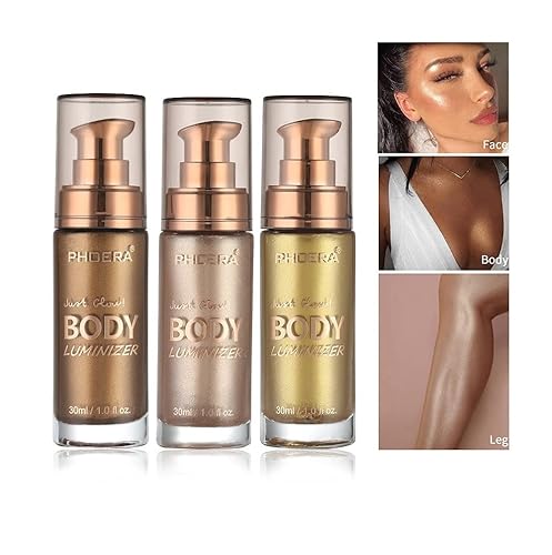 Miniatura 3 de Paquete de 2 luminizadores corporales, resaltadores corporales brillantes, maquillaje líquido brillante para la cara, crema brillante (104 hilos