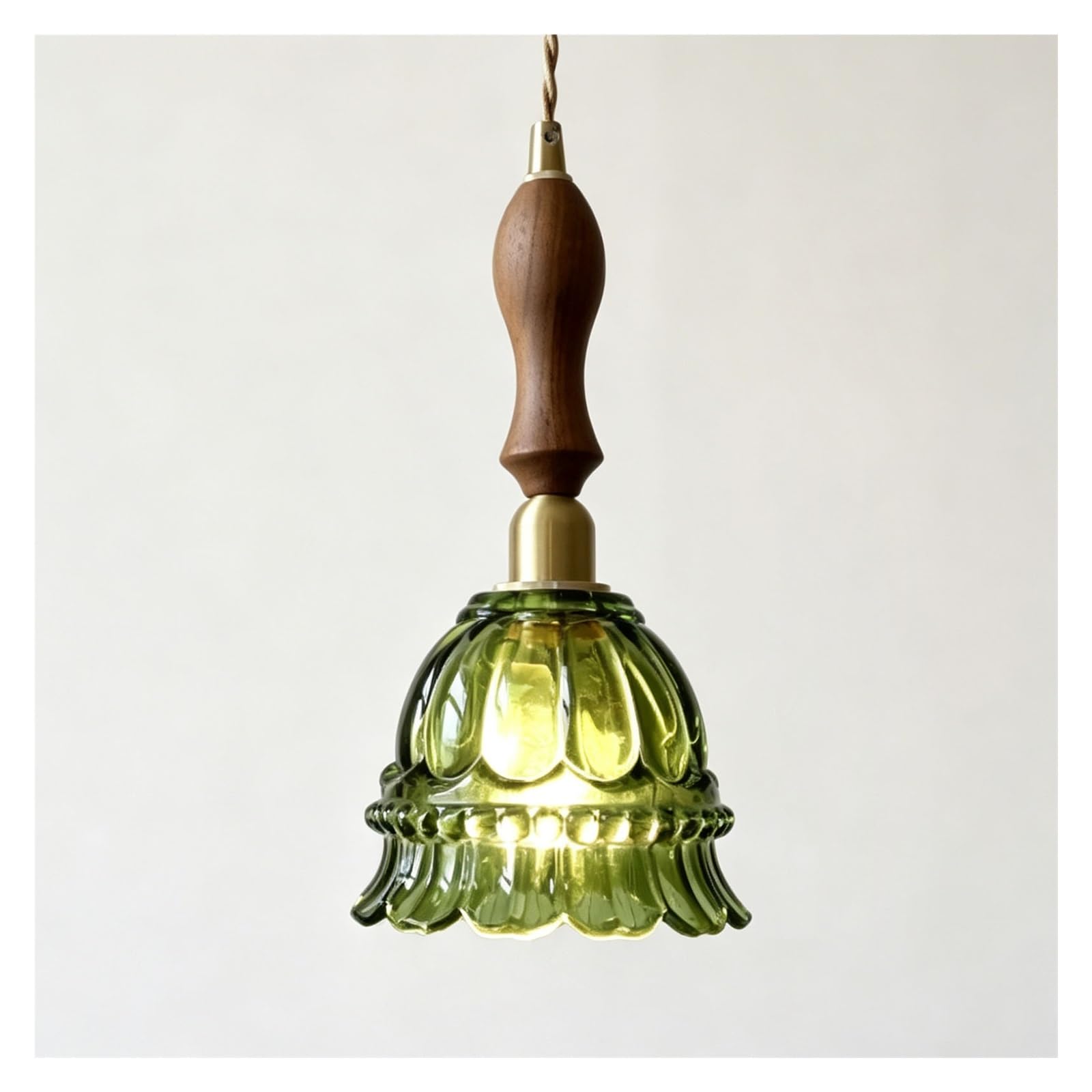 LUOYAOB Vintage Glass Pendant Light Brass Finish Ceiling Fixture