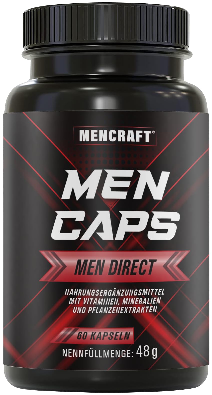 MENCRAFT MEN DIRECT - Männer Kapseln extrastark - SOFORT Rezeptur hochdosiert - mit L-Arginin, Maca, Tribulus Terrestris, Ginseng, 60 Kapseln