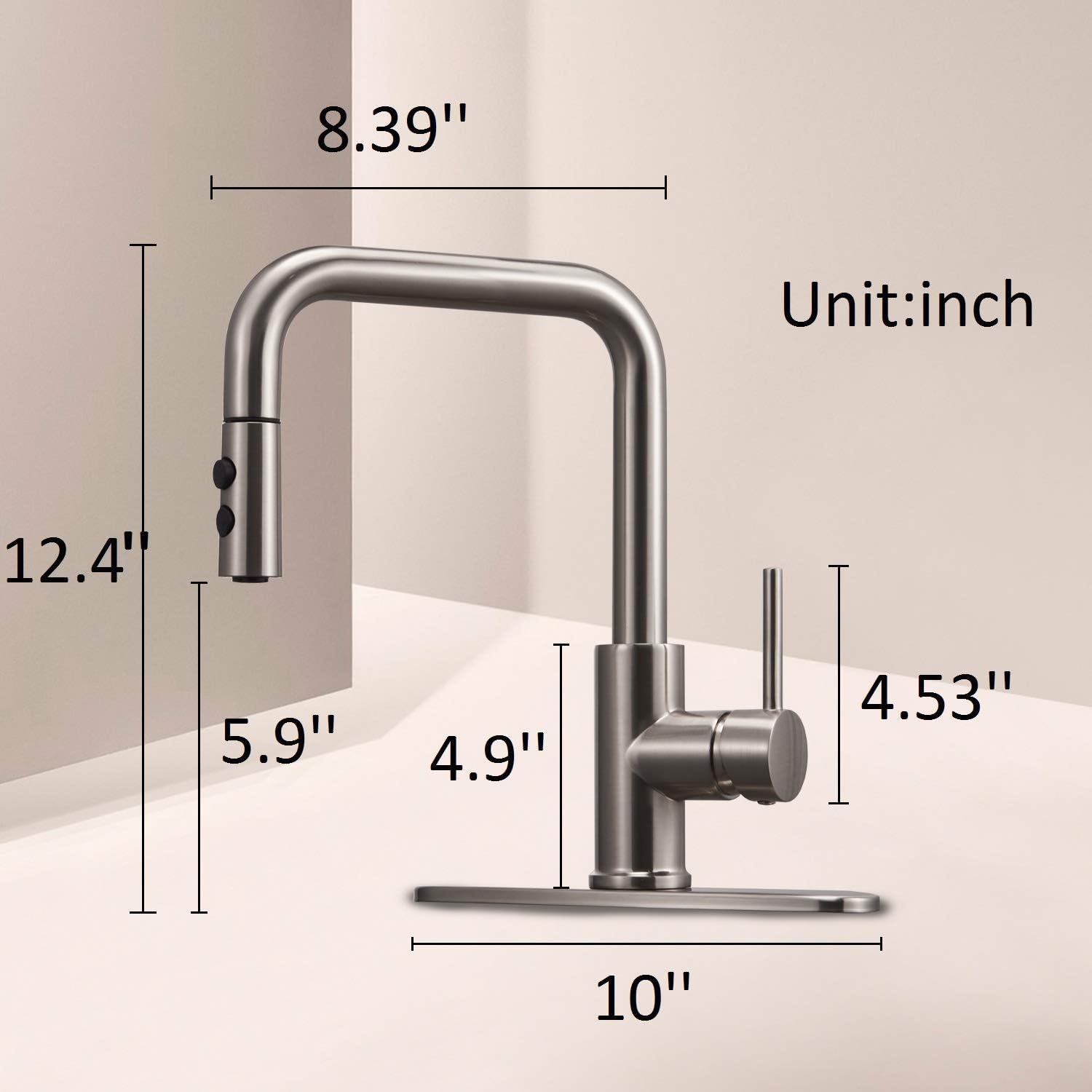 Black Friday - 50% OFF Champagne Gold Pull Out Kitchen Sink Faucet Matte Brushed Bright Gold Single Handle with Pull Down Sprayer Peppermint