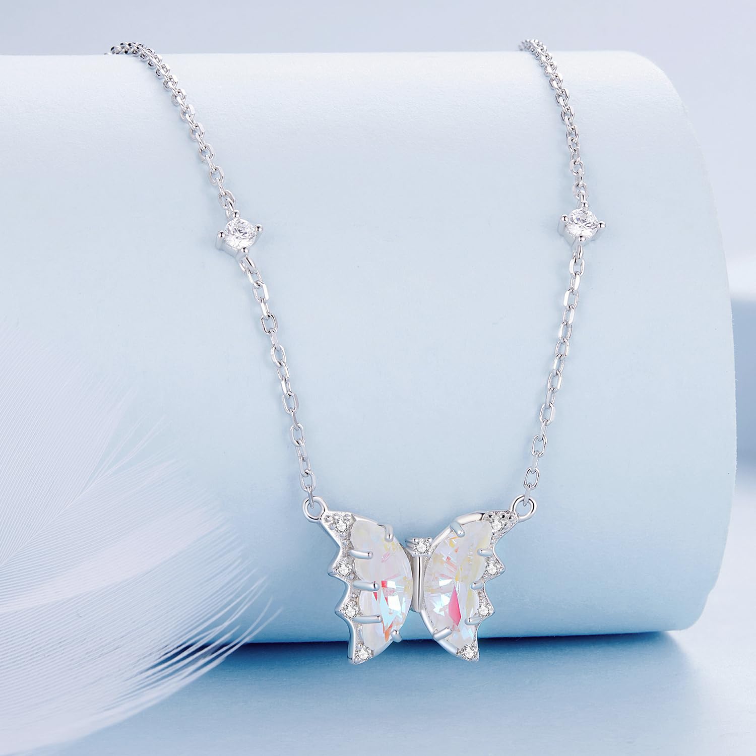 Collana con Ciondolo a Farfalla - Collana con Ciondolo Minimalista in Argento 925 per le Donne, Catena Regolabile