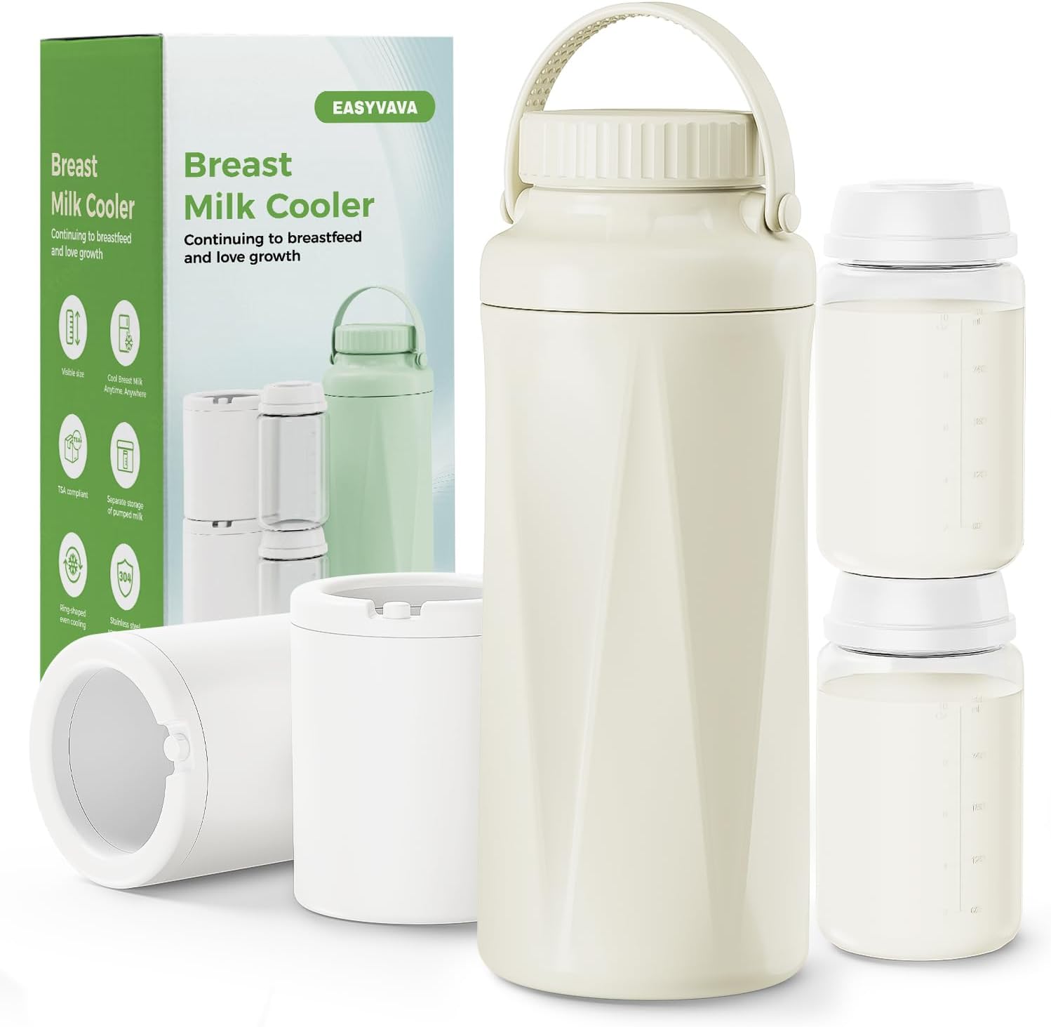 22oz Portable Breast Milk Cooler Bottle-Milk Cooler for Outdoor Travel, Keeps Fresh Cooling for 24+ Hours,Breastfeeding Essentials with 2pcs Bottle for Breastmilk Storage