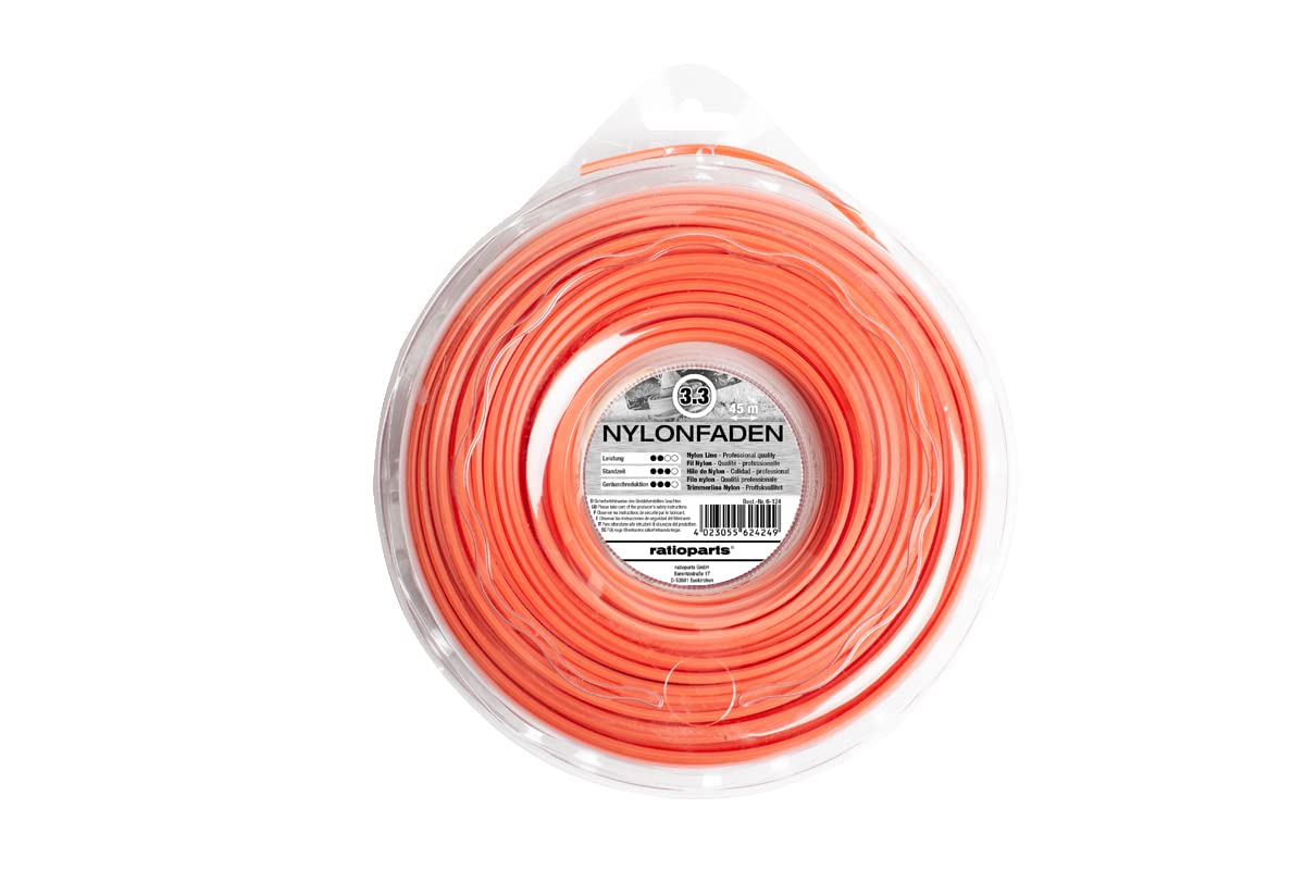 Fil de nylon pour copolymère 3,3 mm Ratioparts orange 45 m pour rotofil