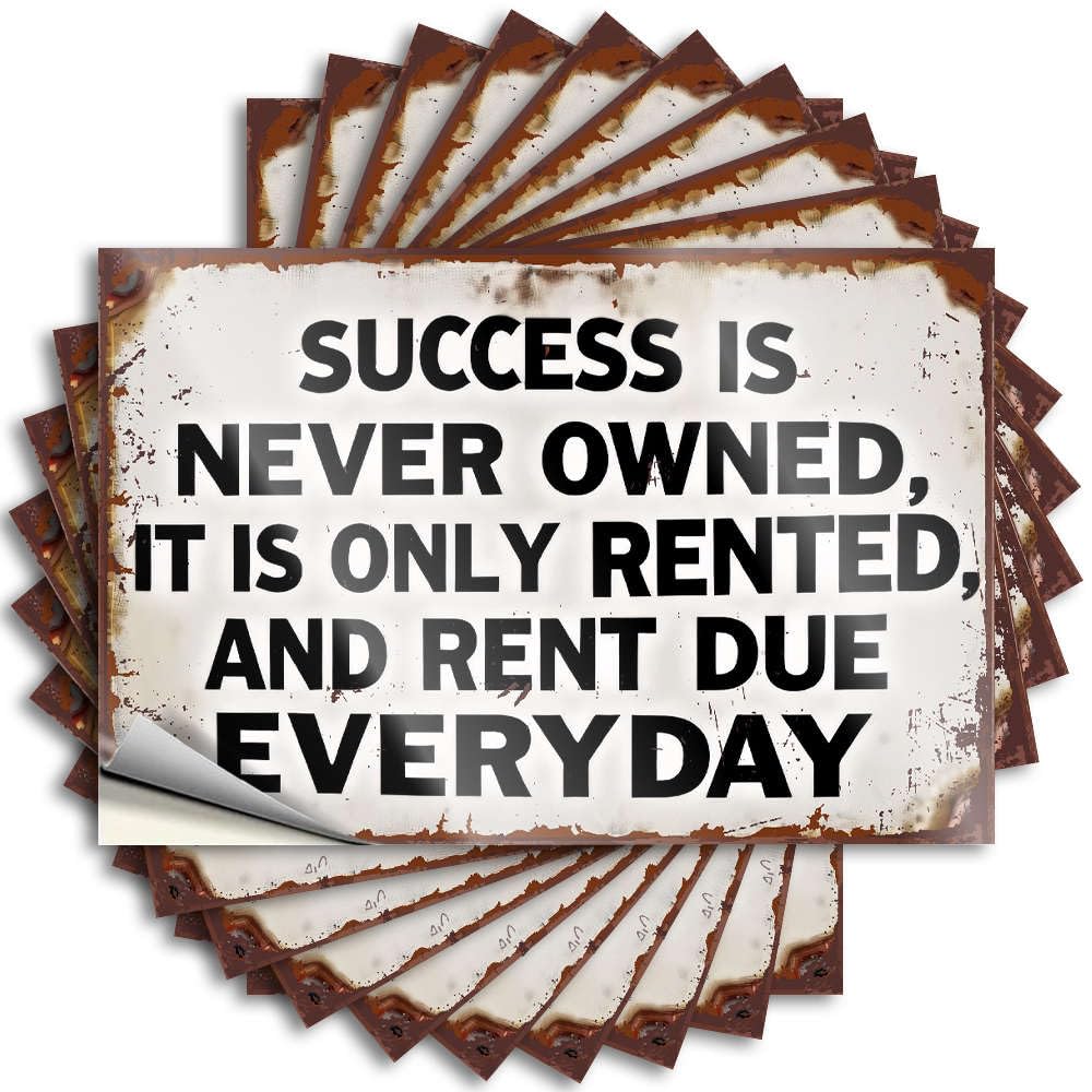 Tattoo Hard Lover Success is Never Owned, It is Only Rented, and Rent Due Everyday for Birthday - Housewarming Gift Easy Peel Removable(12X18CM)