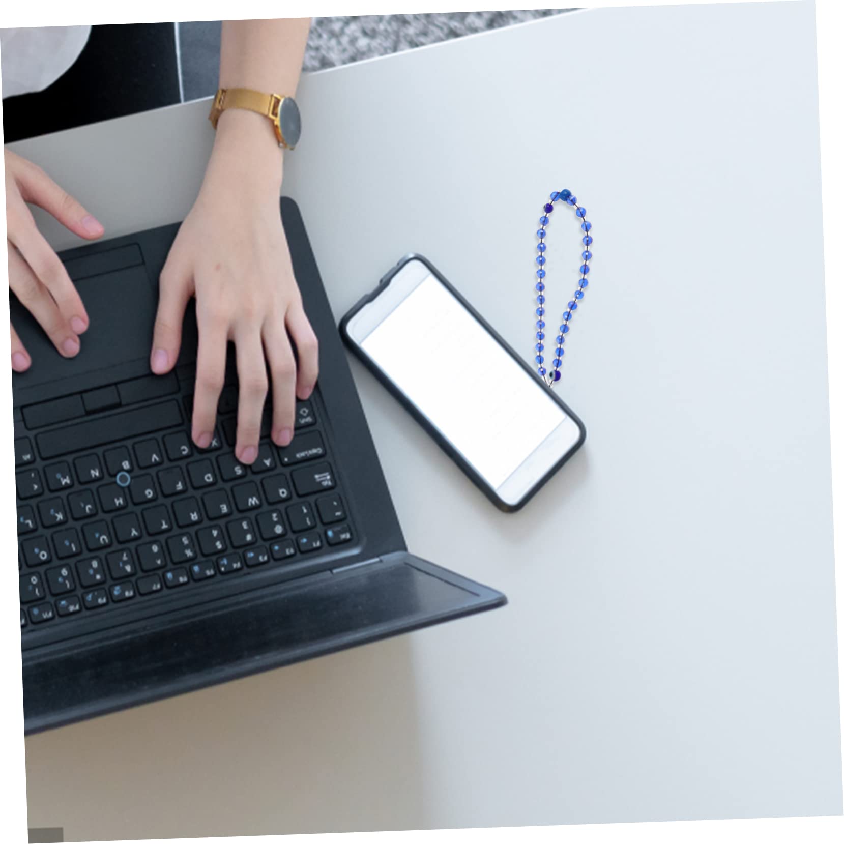 jojofuny Cinturino per telefono con perline catena del braccialetto fascino del cellulare portachiavi home accessori smartphone cordino bracciale catena di smartphone