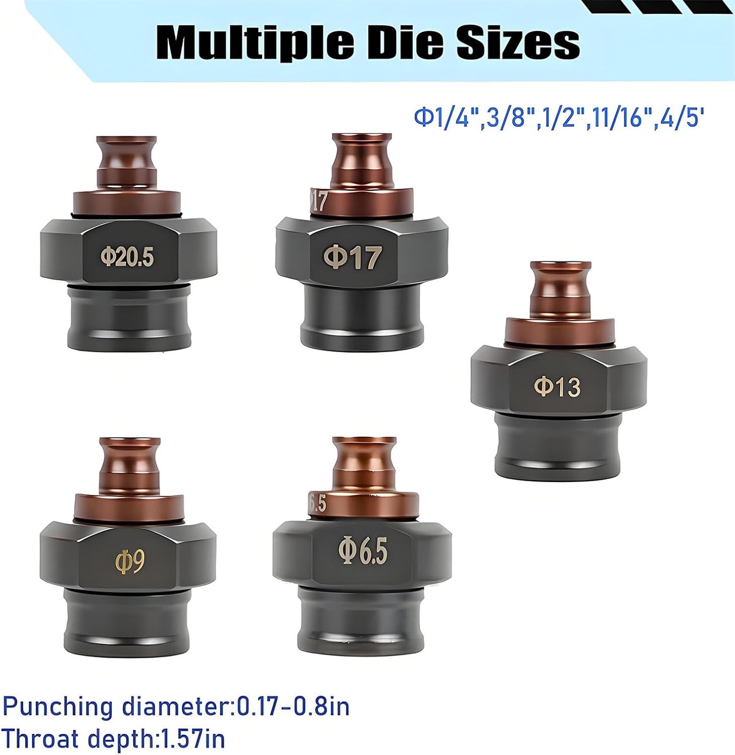 MHP-20 1300W Electric Handy Hydraulic Hole Puncher 6mm Knockout Punch Tools 5 Dies Set, for Punching in Steel, Iron, Aluminum, Copper, and Other Sheet Materials Channelsteel