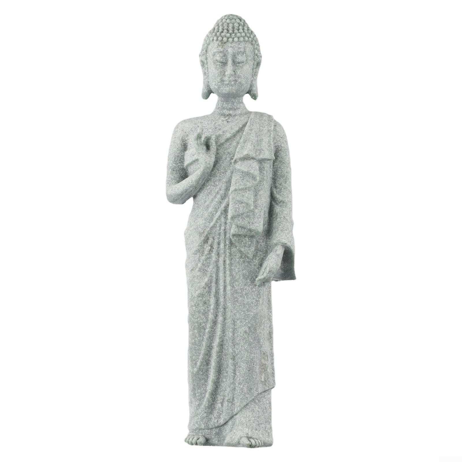 Natural Resin Stone Buddha Statue Standing Ornament for Garden and Indoor Decoration, Enhances Zen Style and Stability Outdoors (B)
