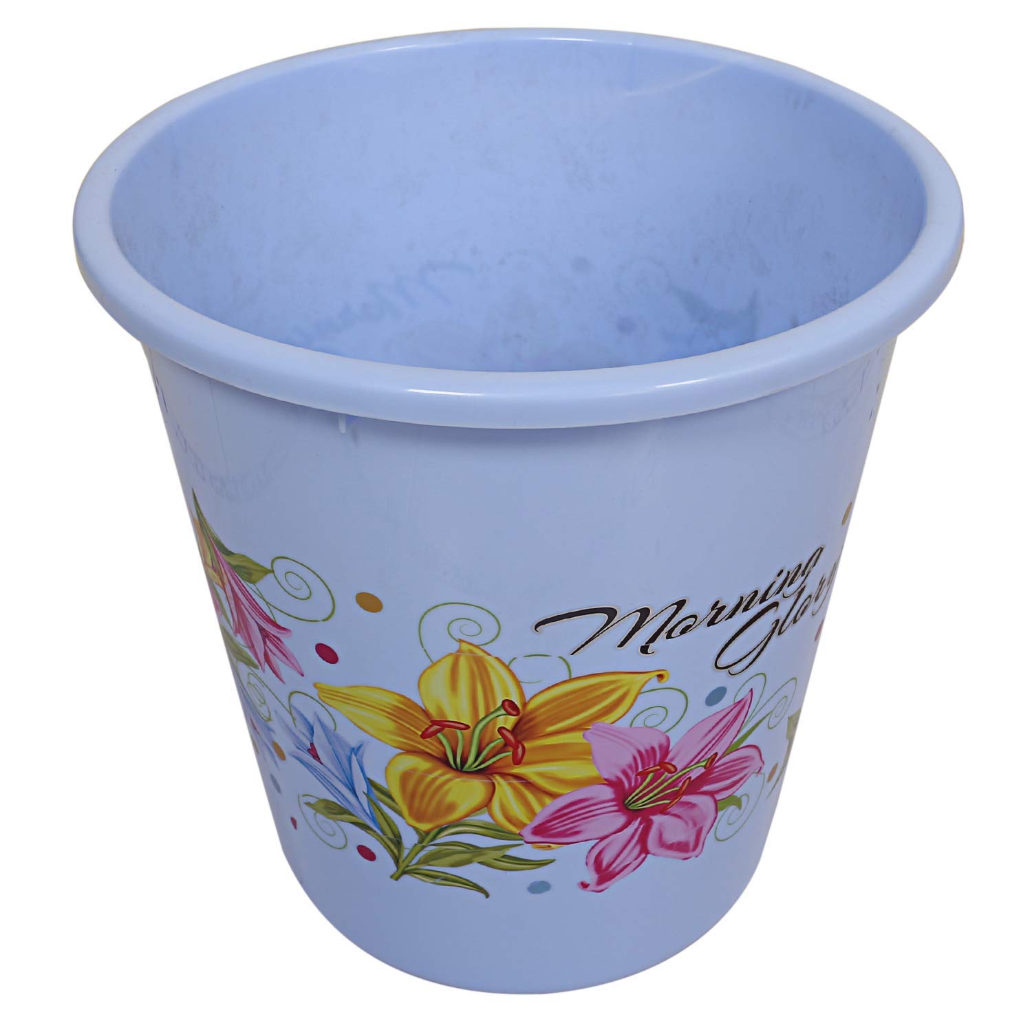 Kuber Industries Blue 5L Floral Dustbin - Pedal & Open Top -2