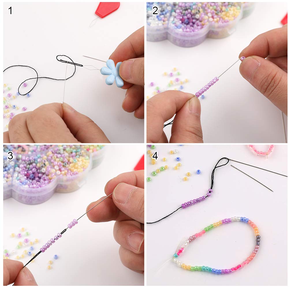 50 agujas para bordar, 2 tamaños, agujas de bordar, extra finas, agujas de cuentas de ojo grande, agujas largas rectas, agujas de coser a mano con 2 enhebradores