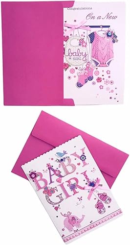 Miniatura 6 de Preciosas tarjetas de felicitación para baby shower para niña (2-PK rosa)