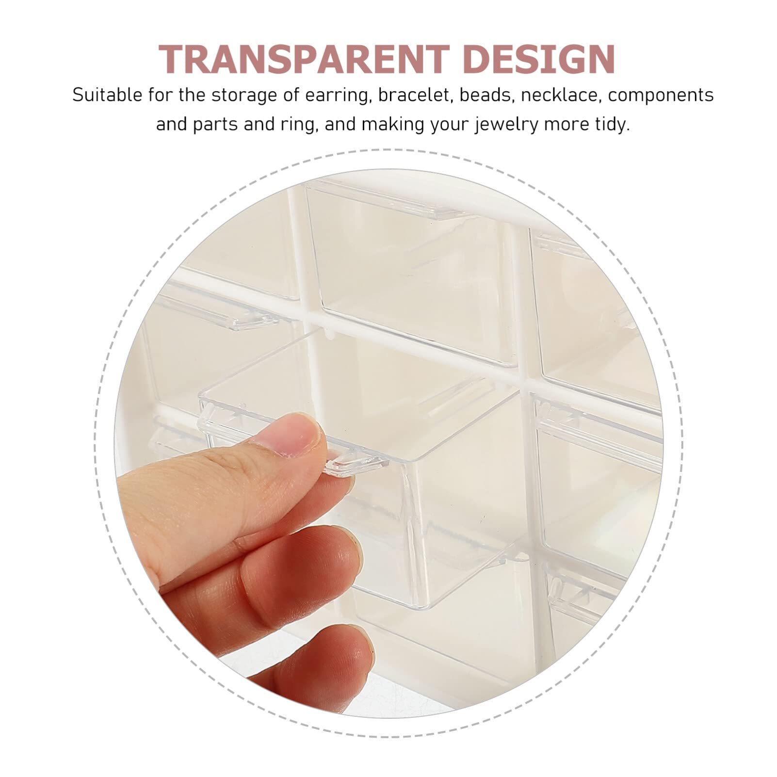 Boîte à Tiroirs à Perles Compartimentée en Plastique Beige, Lot de 4