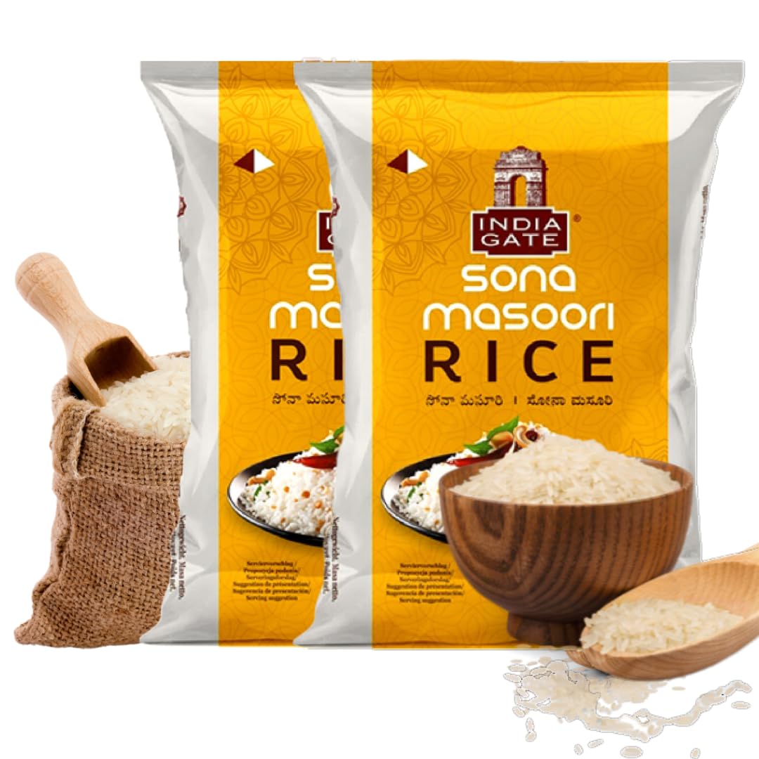 India Gate Riso Sona Masoori (Pacco da 2 x 5kg) - 10kg, Origine India
