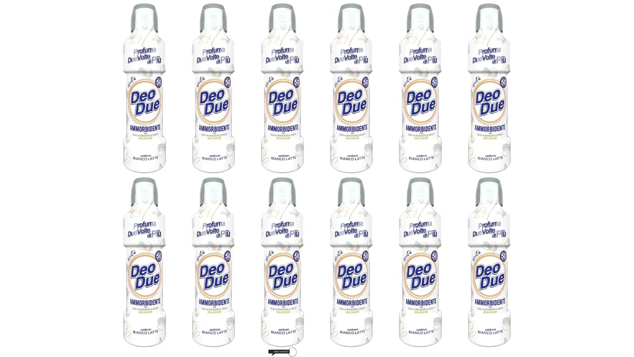 DEO DUE Fabric Softener Milky White - Concentrated Fabric Softener, Ideal for All Clothes, 50 Washes, 12 x 1 Litre + Italy Shop Service Kostenloser Schlüsselanhänger
