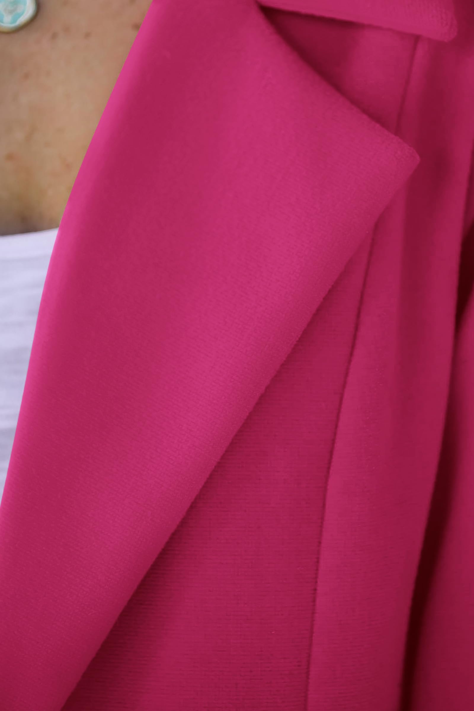 PRETTYGARDEN Women's Business Casual Long Blazer Jackets(Rose Red,S) view 4