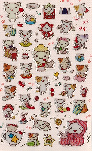 [DECO FAIRY] Cute Litte Cat Kitten Kitty Happy Life Style Stickers (50 Stickers)