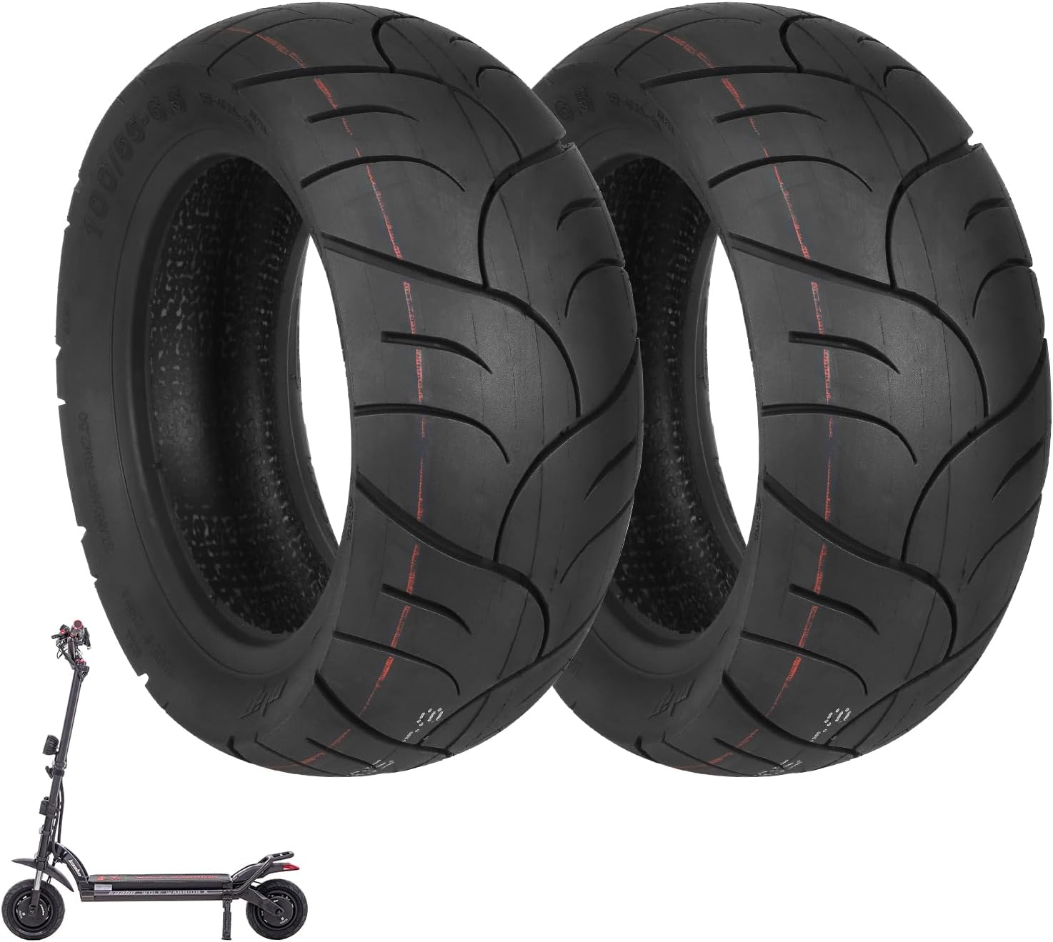 100/55-6.5 Vacuum Tire for Dualtron Ultra 2 THUNDER II Kaabo Wolf Warrior Electric Scooter Tubeless Wider and Thicker Tires Non-Slip Spare Wheels for Scooter 2 PCS
