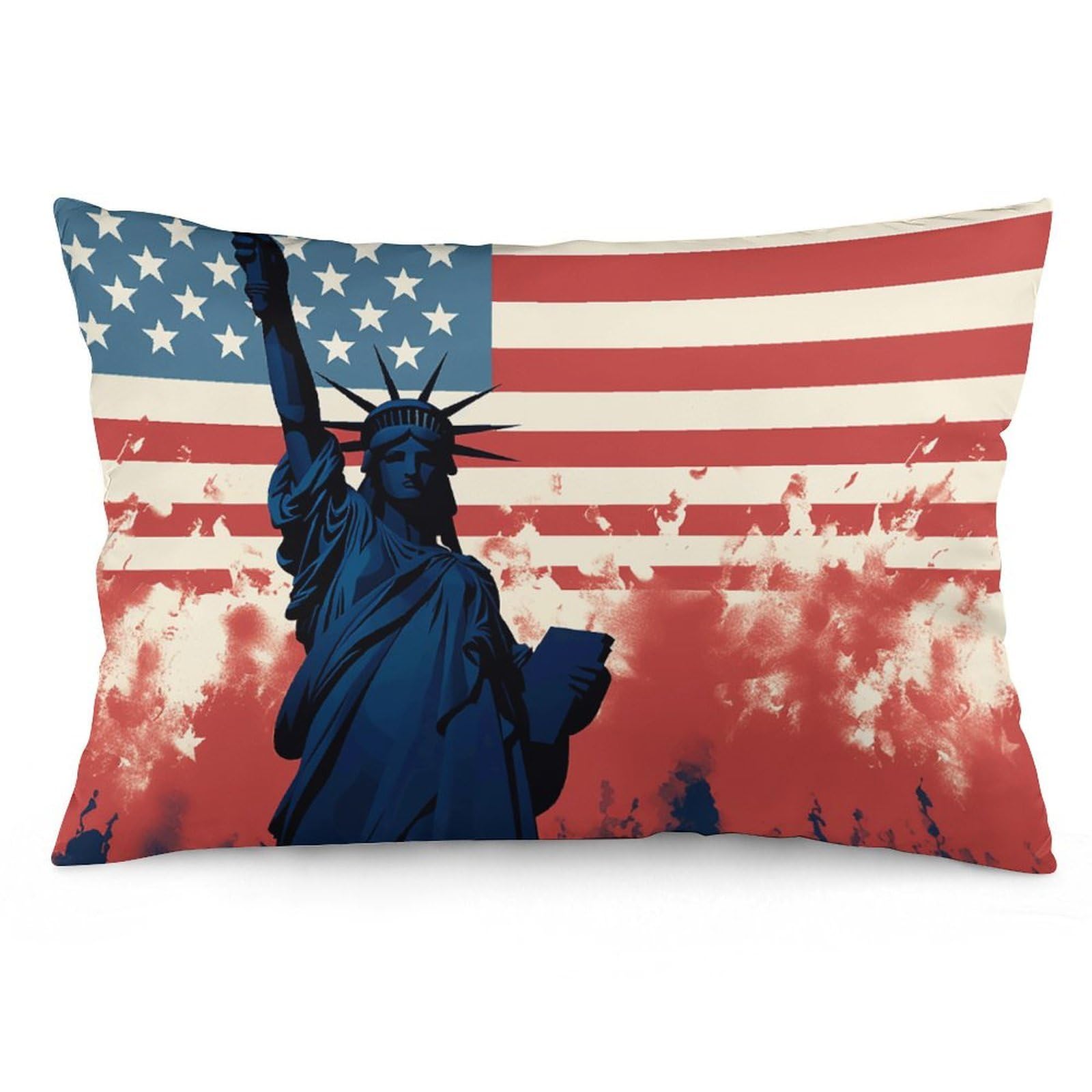 2 Pack Pillow Cases for Hair and Skin, Soft Breathable Pillow Case Covers with Hidden Zipper, Flag with Silhouette of Lady Liberty Pillowcase 20"x30" Pillow Covers for Sleeping Gift
