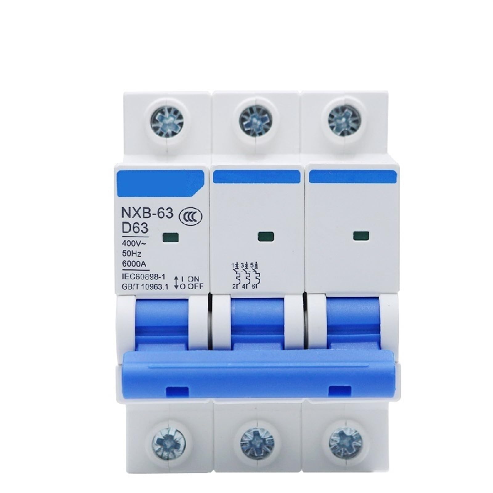 Disjoncteur MCB 3P type D NXB-63 capable de couper un court-circuit de 6kA - 3