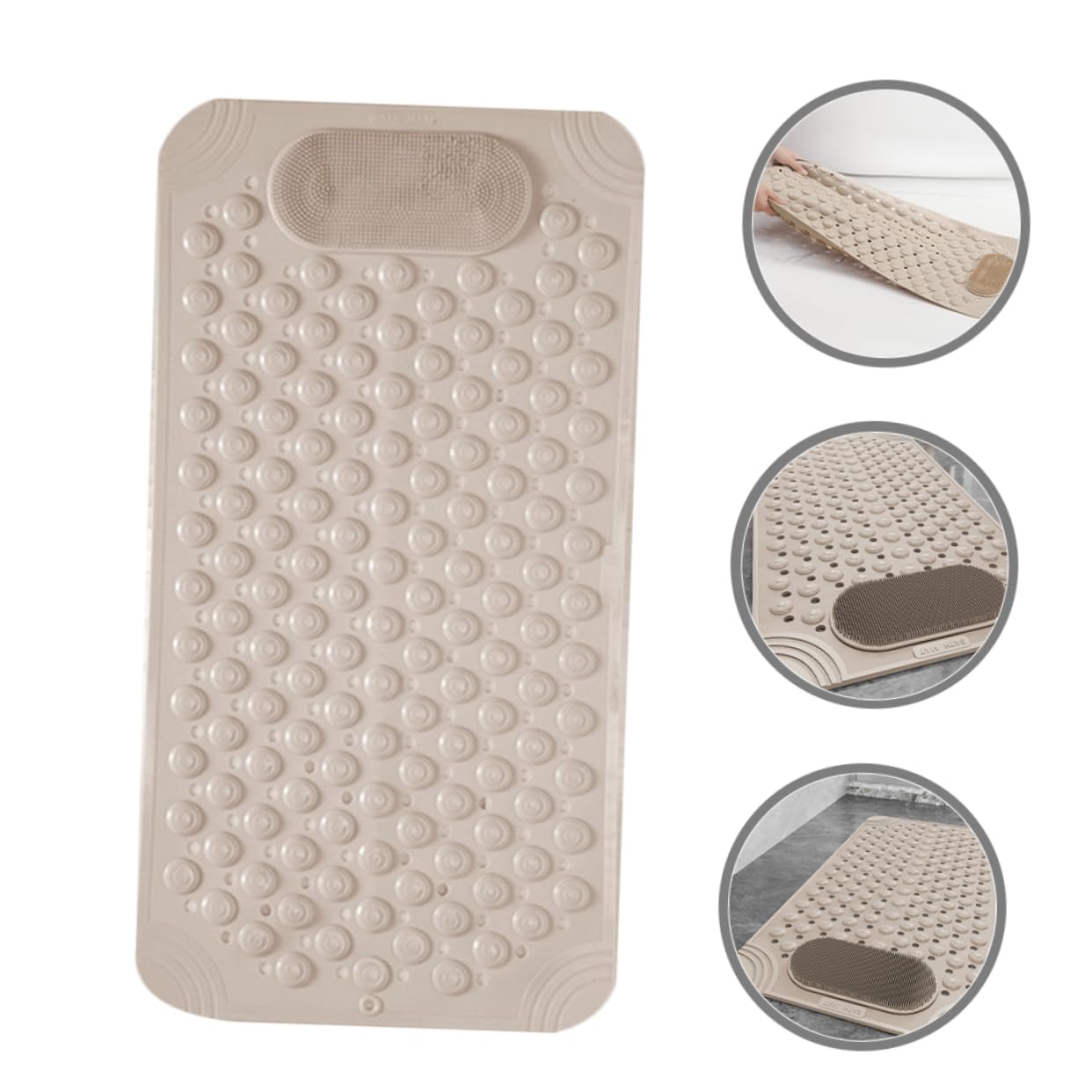 Alfombrilla de Bañera Antideslizante con Ventosas de PVC, Diseño de Drenaje y Masaje Exfoliante para Pies en Ducha y Baño