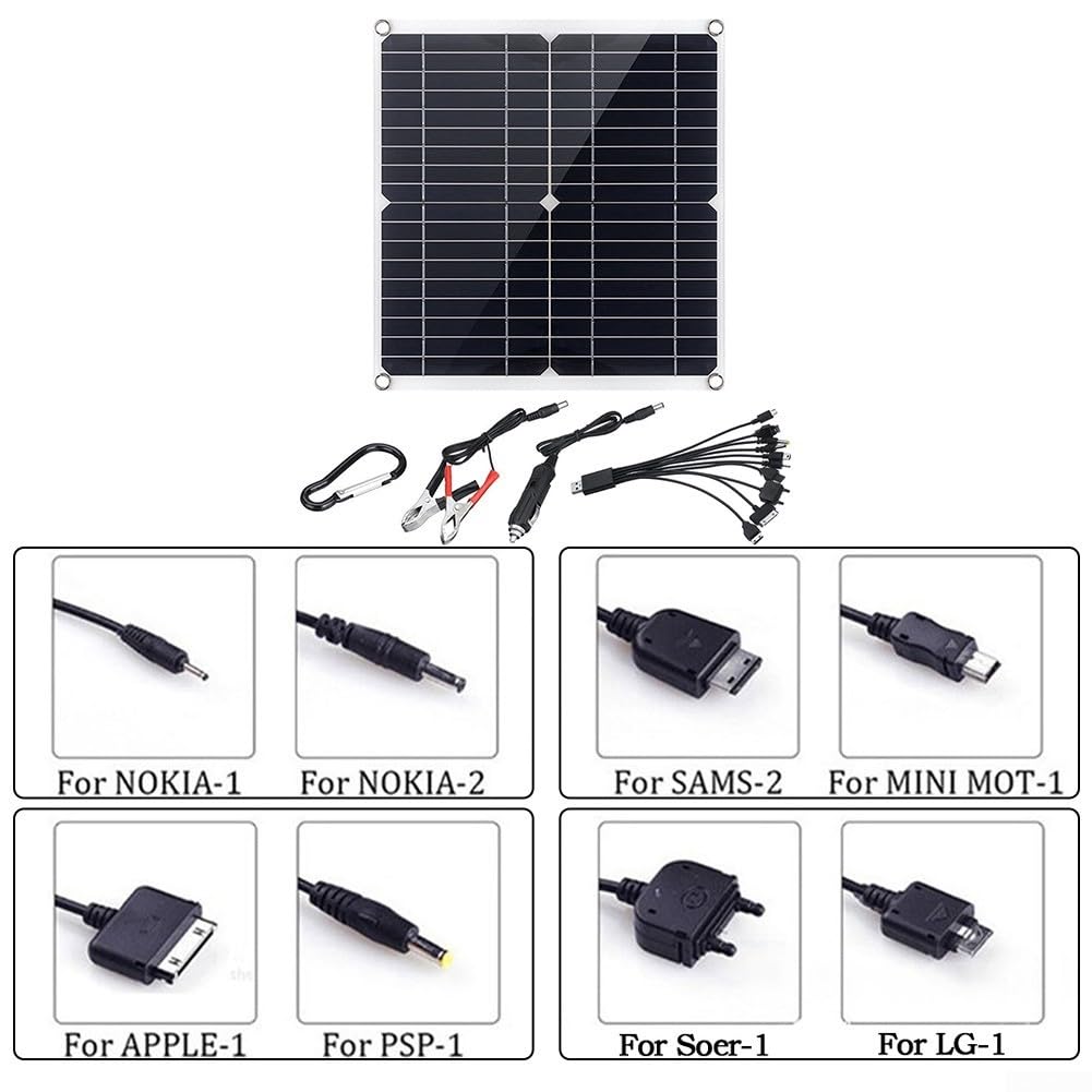 Zoegneer Pannello solare monocristallino da 50 W Dual USB Regolatore di Tensione Pannello di Ricarica 12 V Fotovoltaico Esterno Per Barca RV Campeggio