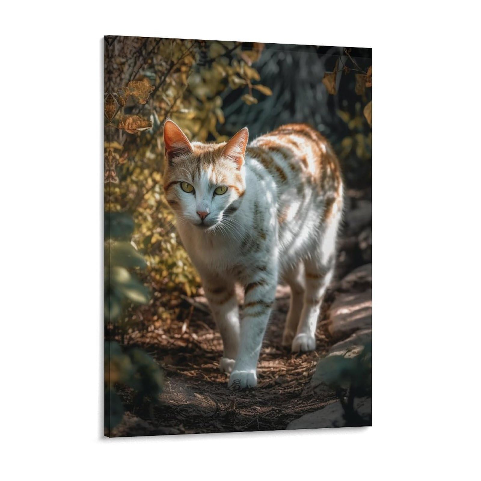 NTVOWPZO Cat Walking Through Bushes Canvas Wall Art for Bedroom 12x16inch Canvas Prints Artwork for Walls Modern Picture Artwork Painting for Living Room Aesthetic Wall Paintings for Bathroom Kitchen