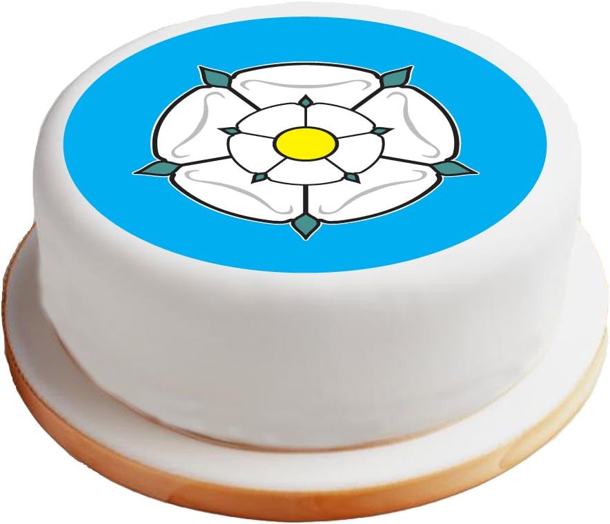 Yorkshire Rose Flag - 8" Pre-Cut Round Cake Topper Premium Quality Icing Sheet