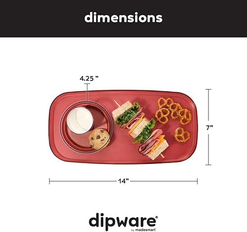 Miniatura 10 de madesmart dipware - Bandeja pequeña para servir con cuenco plegable y extraíble para aperitivos y aperitivos bandeja reutilizable para aperitivos