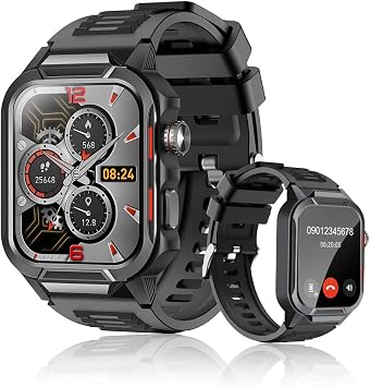 Meisei Smart Watch Newly Developed in 2025, Bluetooth 6.0, Call Function 14 Days of Continuous Use, 1.96 Inch Large Screen, 100+ Exercise Modes, 3 ATM Waterproof, Military Grade, Shock Resistant