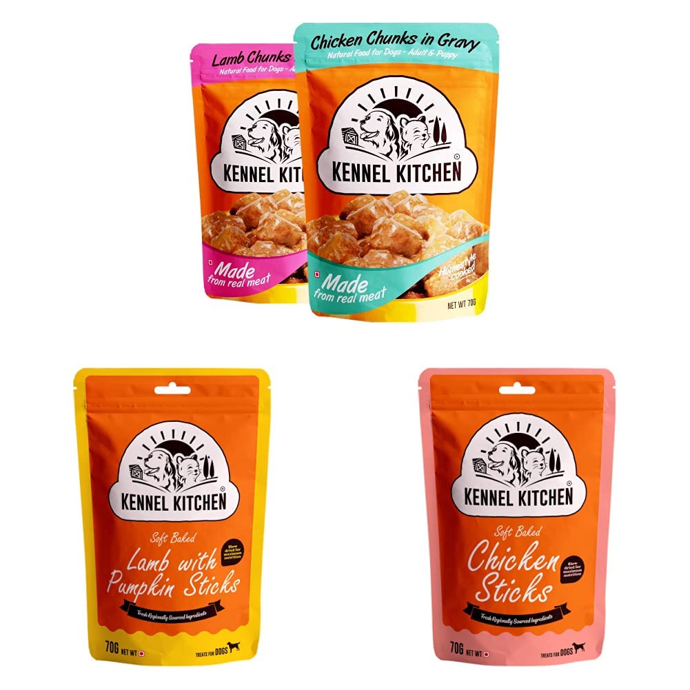 Kennel Kitchen Dog Food, Chicken and Lamb Chunks in Gravy, 12 Pouches & All Life Stages Soft Baked Chicken Stick Treats for Dogs, 70g & Soft Baked Lamb with Pumpkin Sticks Treats for Dogs, 70 g (B0BDS3BPVS) Amazon Price History, Amazon Price Tracker