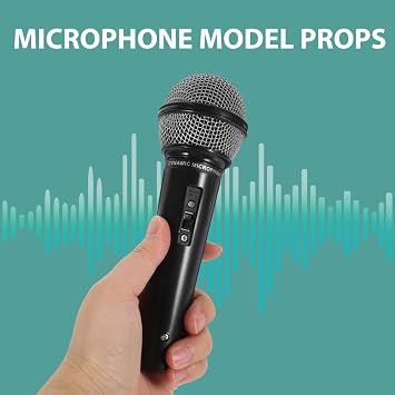 Toyvian Microphone for Kids: Plastic Fake Microphone Prop, Pretend Play Mic Toy for Kids Toddler - Mic Props for Halloween Christmas Cosplay Birthday Party Favors (Black)