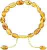 Handmade Natural Baltic Amber Polishing Bracelet -100% Certified and Authentic Raw Material Baltic Amber - Genuine Amber Stone Beads (18cm, Cognac)