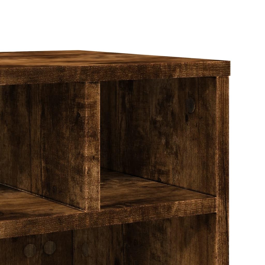 Druckerständer mit Rollen aus Räuchereiche Holzwerkstoff 41x32x34,5 cm mobiler Druckerwagen mit Ablage und Organizer für Büro, Homeoffice, Arbeitszimmer, platzsparend und stabil