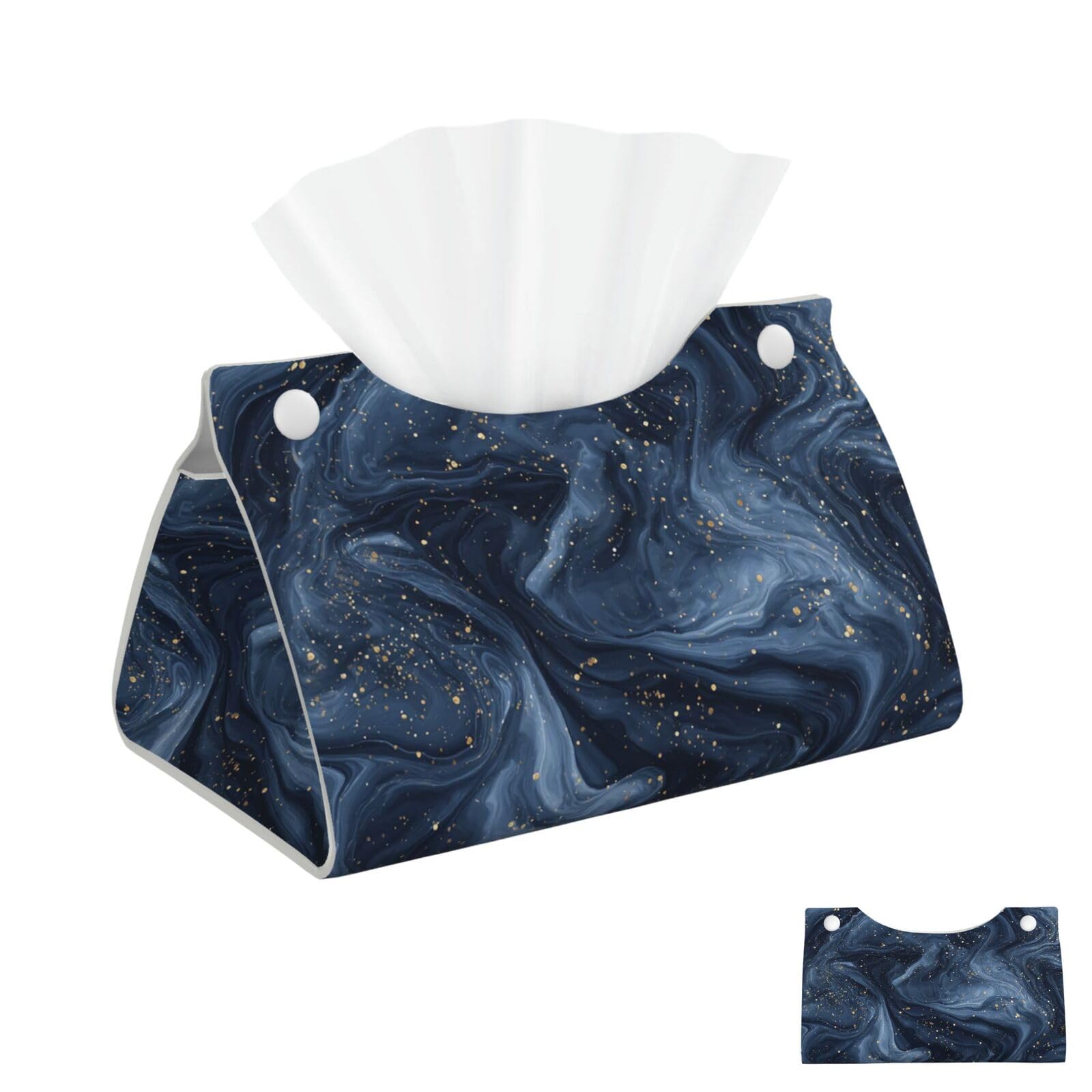 Marble Navy Blue Tissue Box Cover Square Cube Boxes